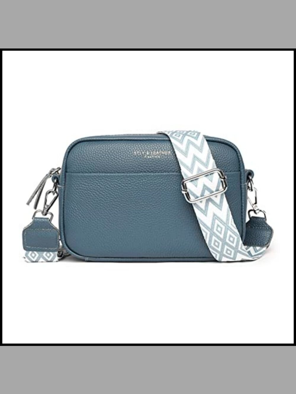 Genuine Leather Crossbody Bag Wide Strap Camera Purse Top Zip Satchel